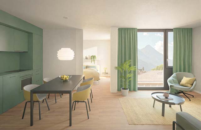 Rendu du bâtiment de la Poste à Martigny, projet réalisé par dvarchitectes & associés SA